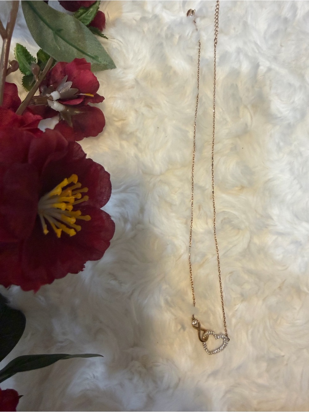 Swarovski Gold and Silver Heart & Infinity Crystal Pendant Necklace